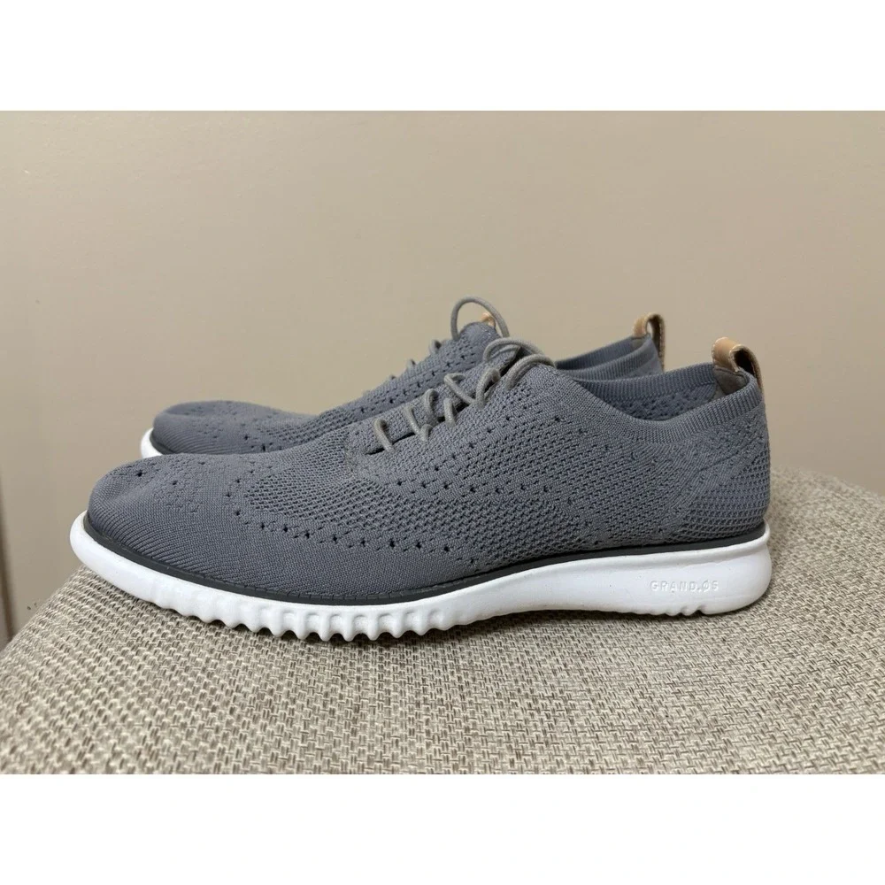 Cole Haan 2.0 Zerogrand Stitchlite Size 10‎ Grey Tan Wingtip Oxford C27947